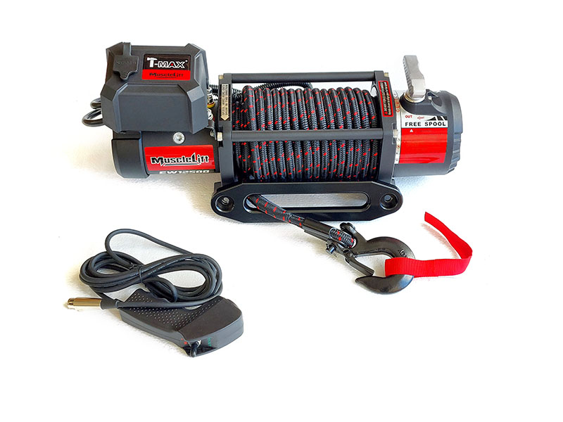 Cabestrante T-MAX Muscle-Lift MW12500 12V de 5665kg cable de plasma enfundado - Imagen 3