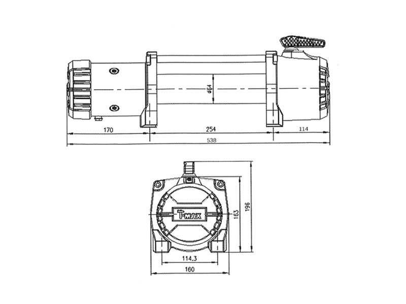 Cabestrante T-MAX Muscle-Lift MW12500 12V de 5665kg cable de plasma enfundado - Imagen 2